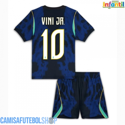 Camisa de time de futebol Brasil Vinicius Junior #10 Replicas 2º Equipamento Infantil Mundo 2026 Manga Curta (+ Calças curtas)